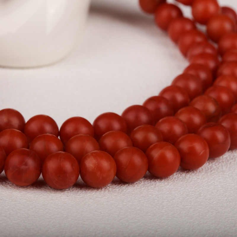 天然柿子红南红108佛珠 - 红掌柜