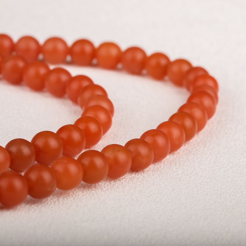 天然柿子红南红佛珠 - 红掌柜
