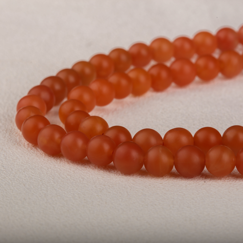 天然柿子红南红108佛珠 - 红掌柜