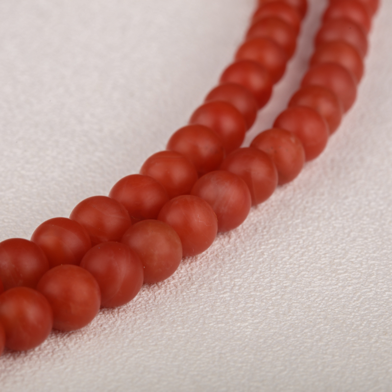 天然柿子红南红108佛珠 - 红掌柜