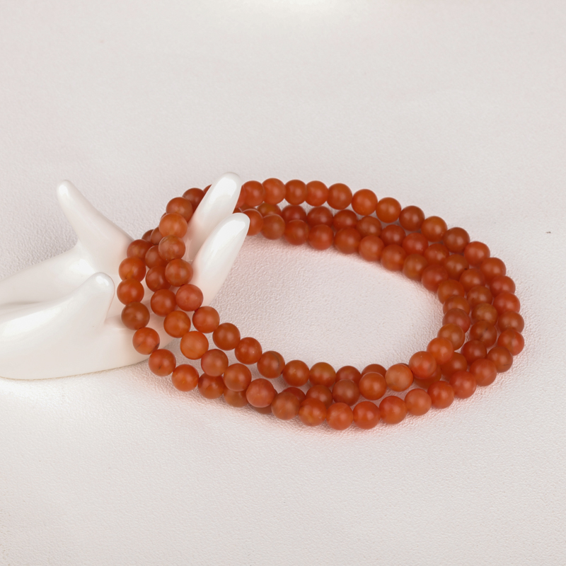 保山柿子红南红108佛珠 - 红掌柜