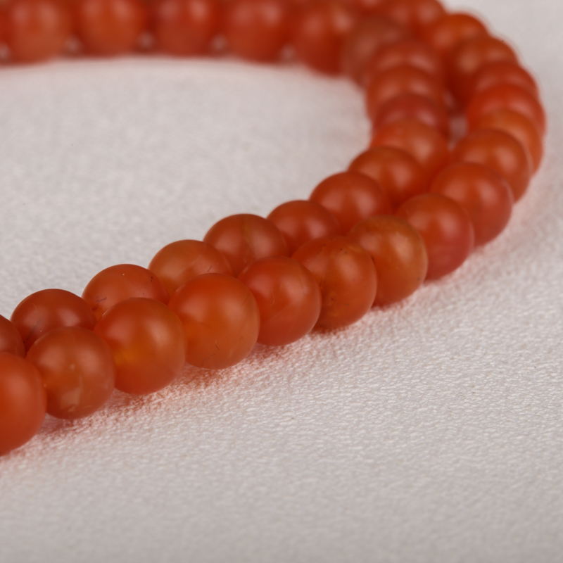 天然柿子红南红108佛珠 - 红掌柜
