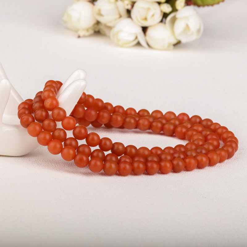 保山柿子红南红108佛珠 - 红掌柜