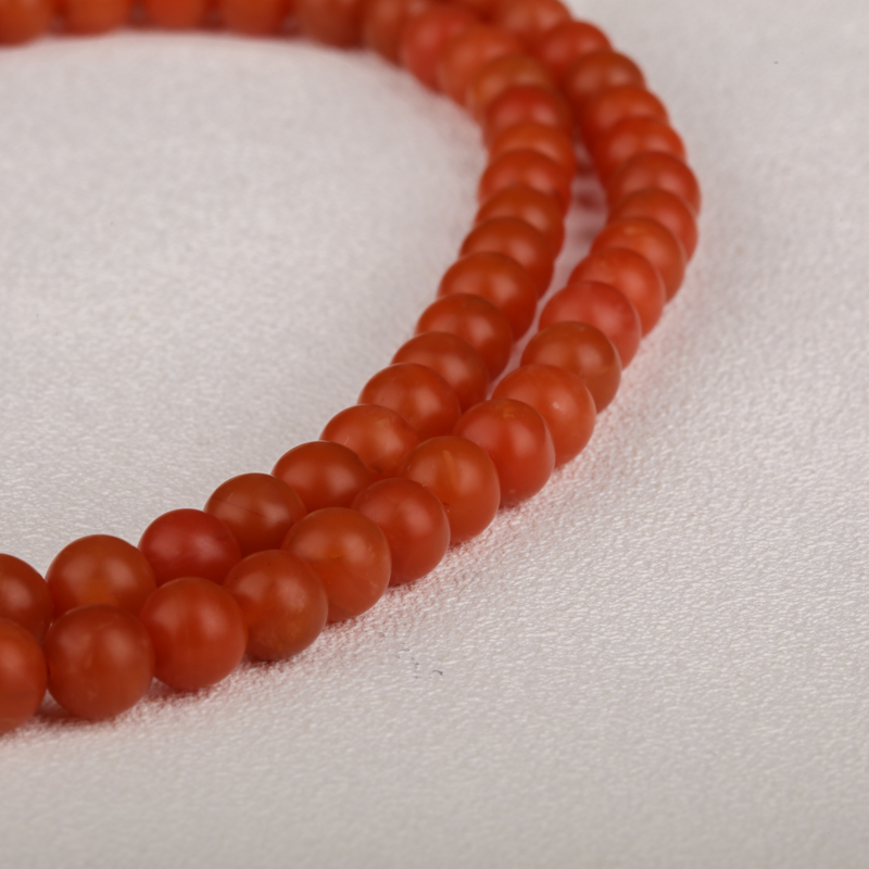 天然柿子红南红108佛珠 - 红掌柜
