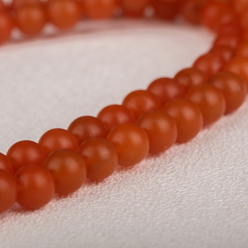 天然柿子红南红108佛珠 - 红掌柜