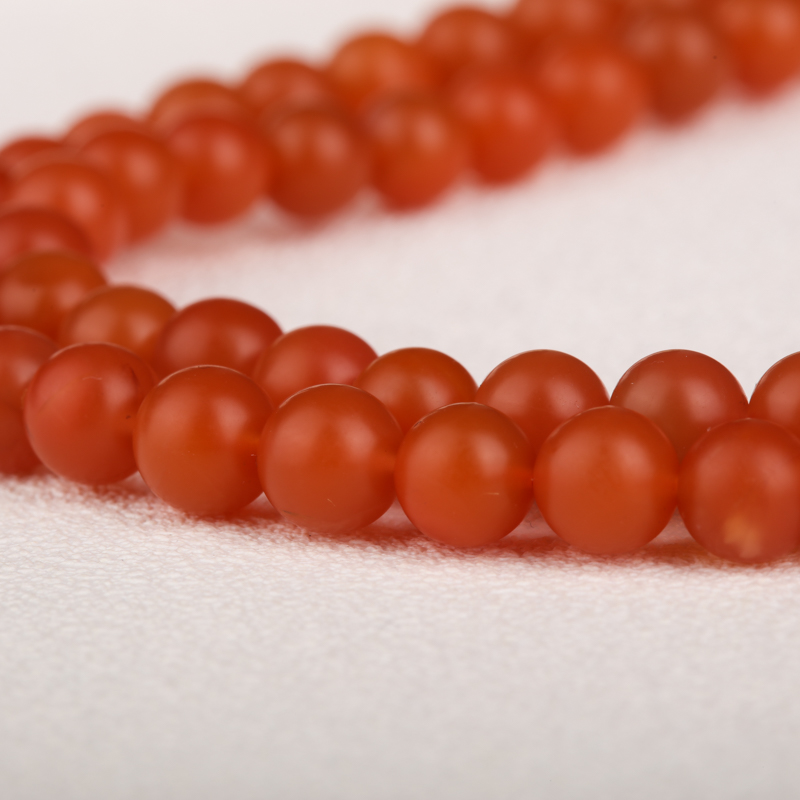 天然柿子红南红佛珠 - 红掌柜