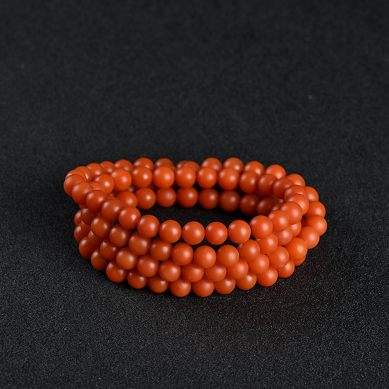 天然柿子红南红108佛珠-红掌柜