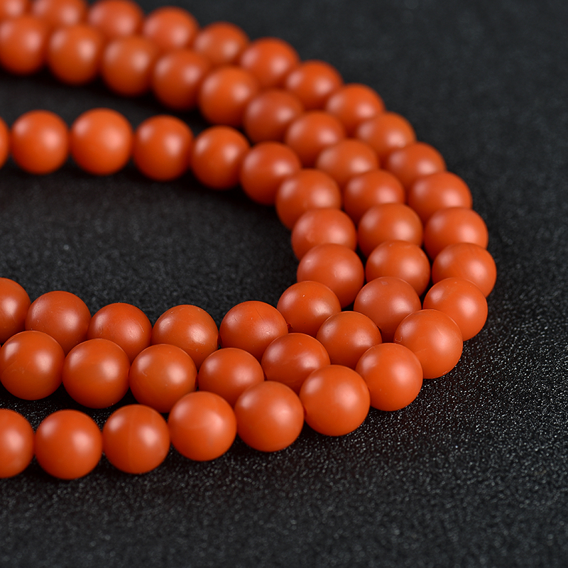 保山天然柿子红南红佛珠-红掌柜