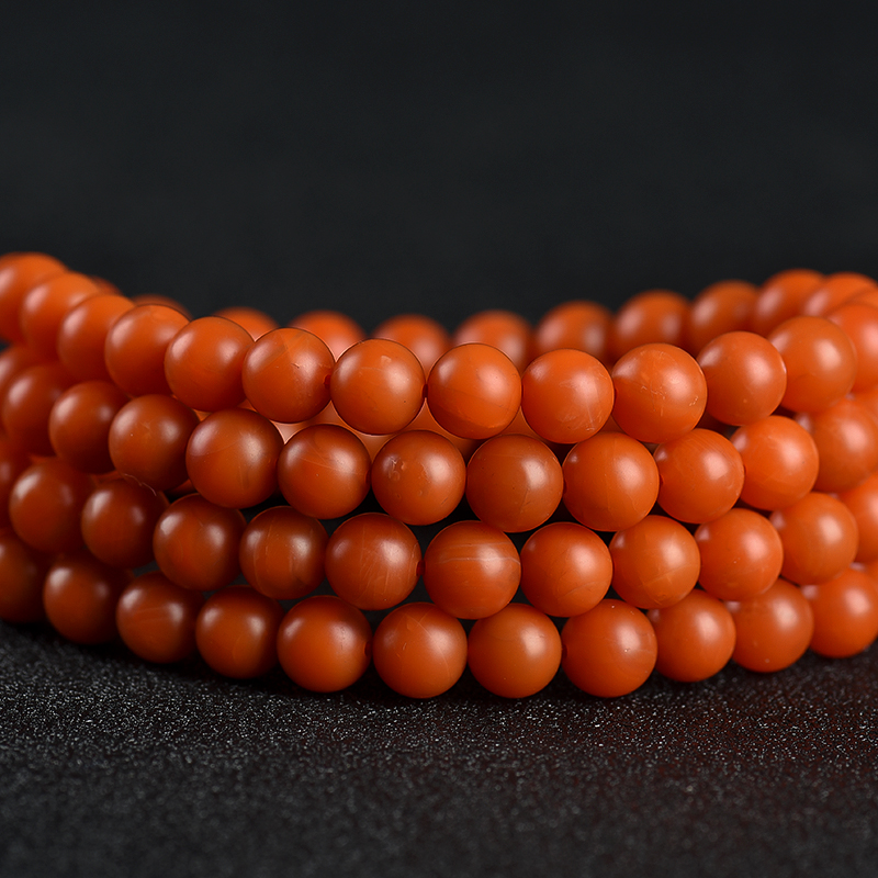 保山柿子红南红108佛珠-红掌柜