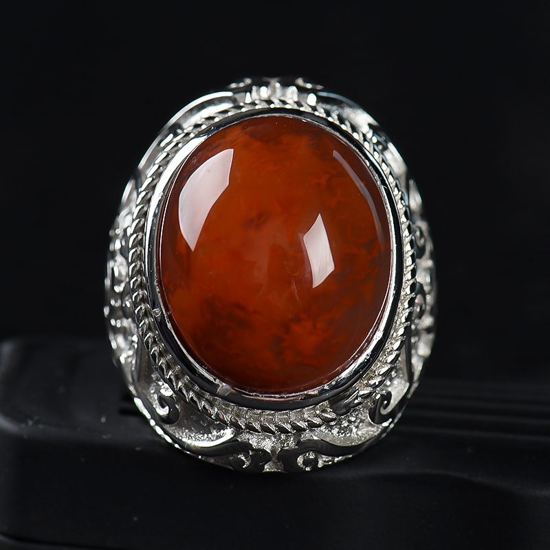 四川天然火焰纹南红戒指-红掌柜