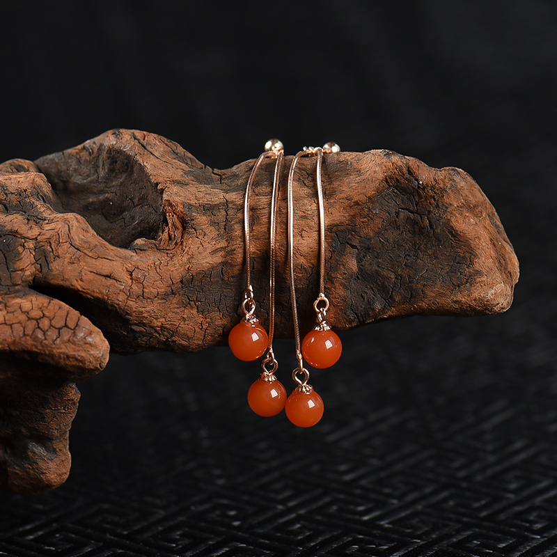 银镶樱桃红南红耳坠-红掌柜