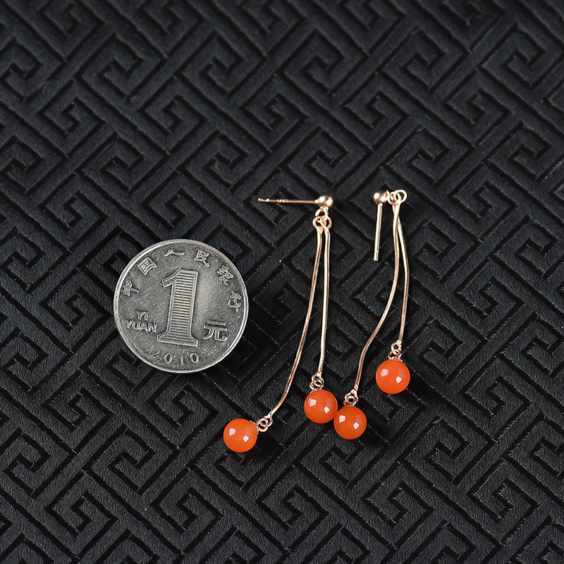 天然樱桃红南红耳坠-红掌柜