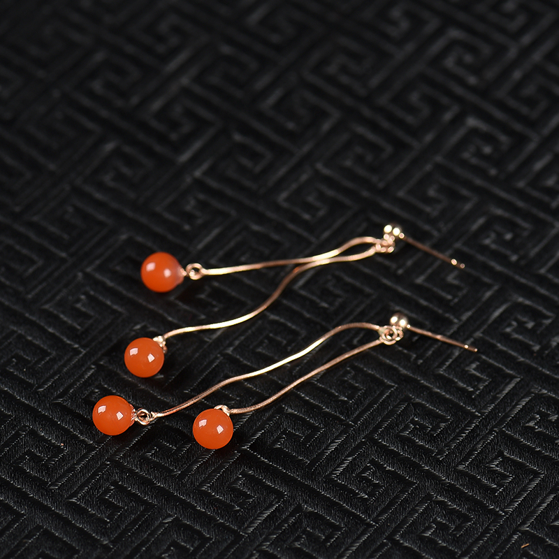 川料樱桃红南红耳坠-红掌柜