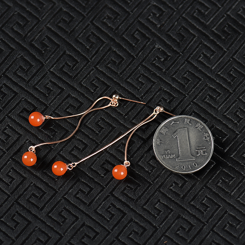 天然南红耳坠-红掌柜