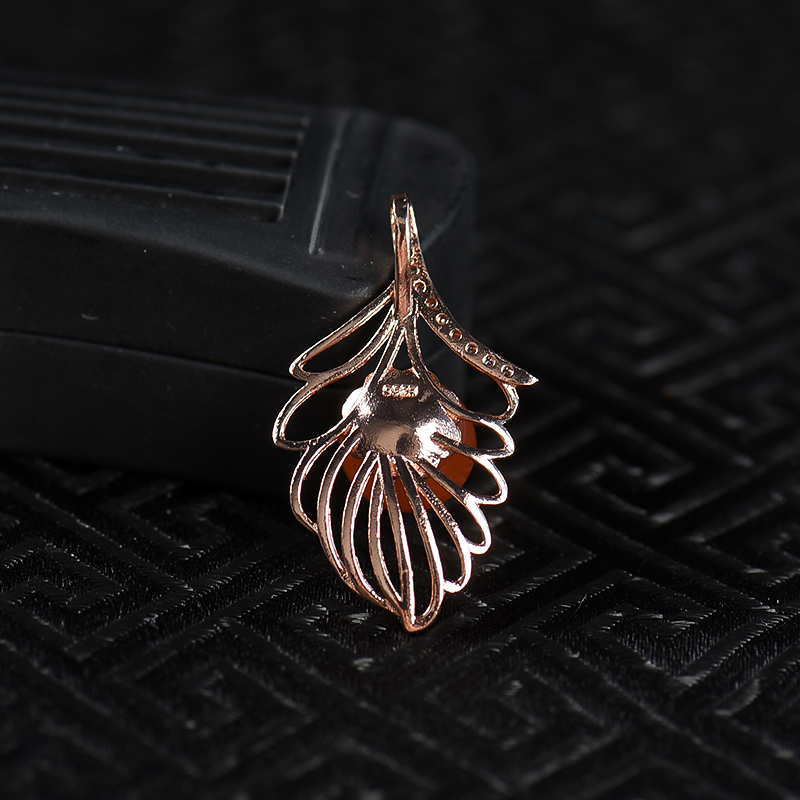 天然银镶樱桃红南红金枝玉叶吊坠-红掌柜