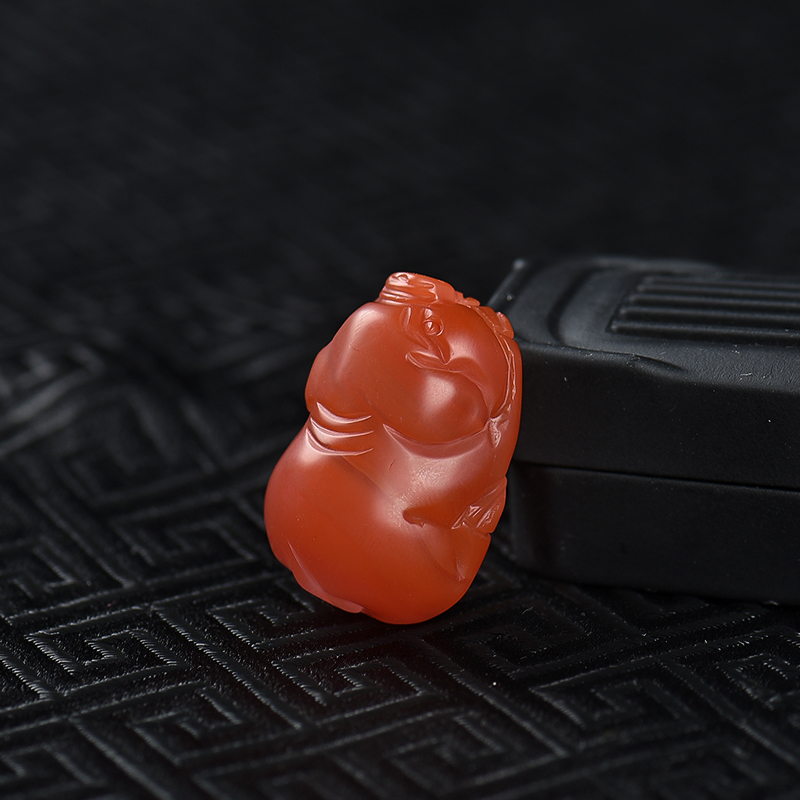 四川樱桃红南红亥猪吊坠-红掌柜