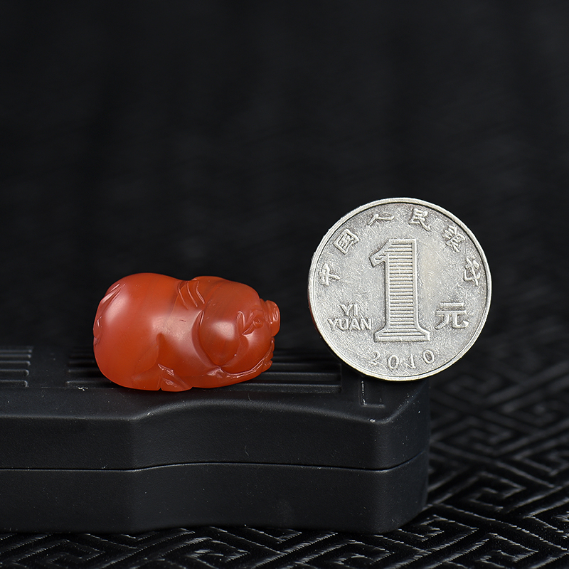 四川天然南红亥猪吊坠-红掌柜