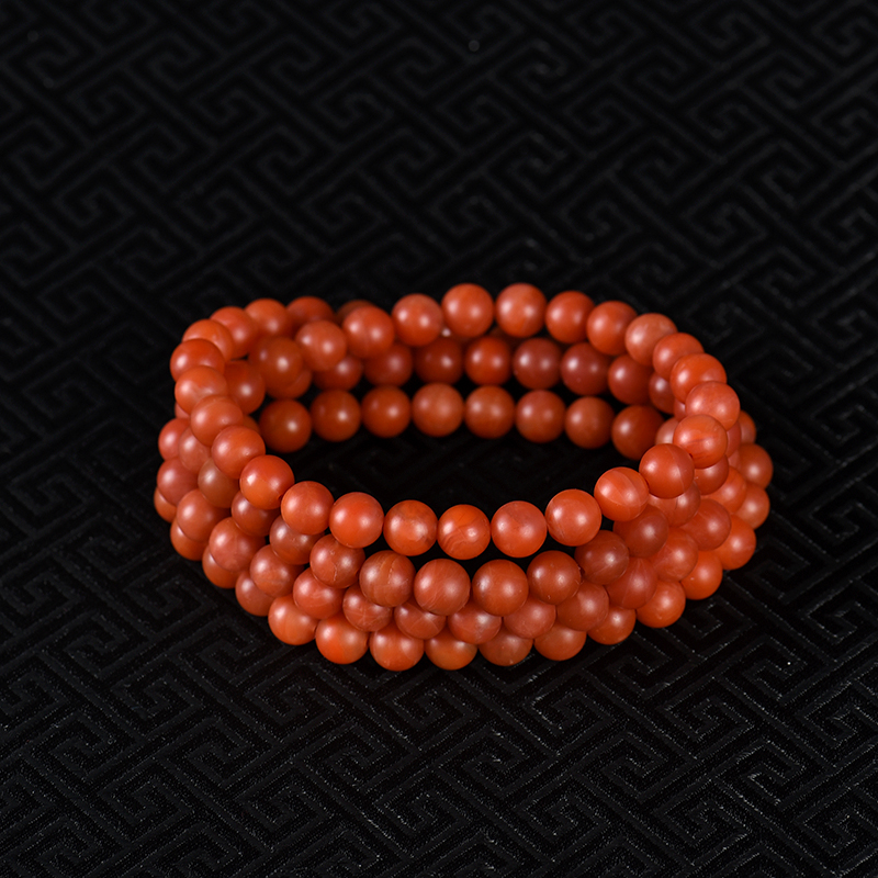 天然玫瑰红南红108佛珠-红掌柜