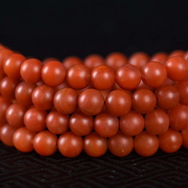 保山玫瑰红南红108佛珠-红掌柜