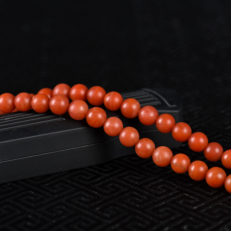 保山天然玫瑰红南红佛珠-红掌柜