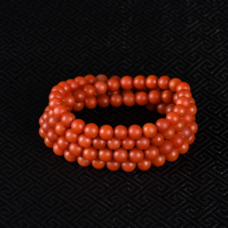 天然玫瑰红南红108佛珠-红掌柜