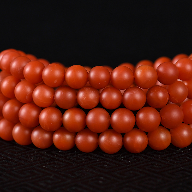 保山玫瑰红南红108佛珠-红掌柜