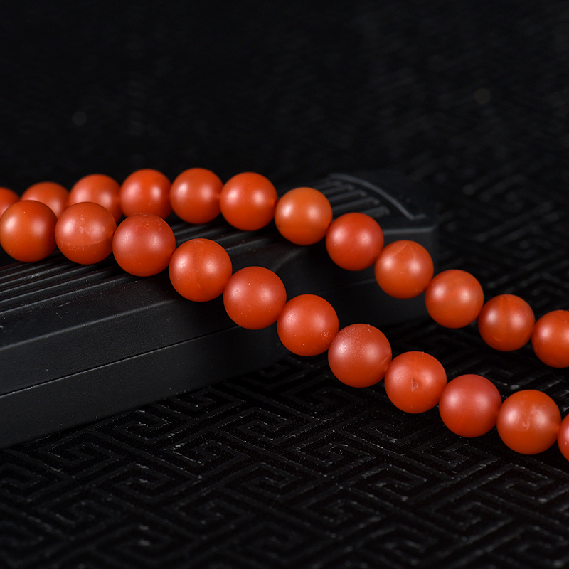 保山天然玫瑰红南红佛珠-红掌柜