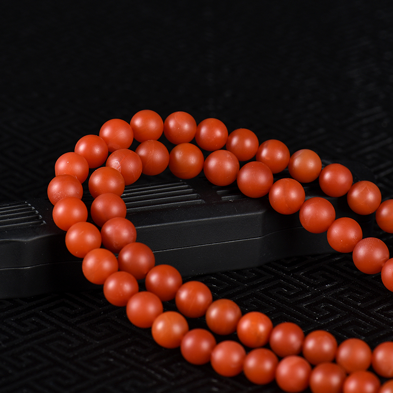 玫瑰红南红108佛珠-红掌柜