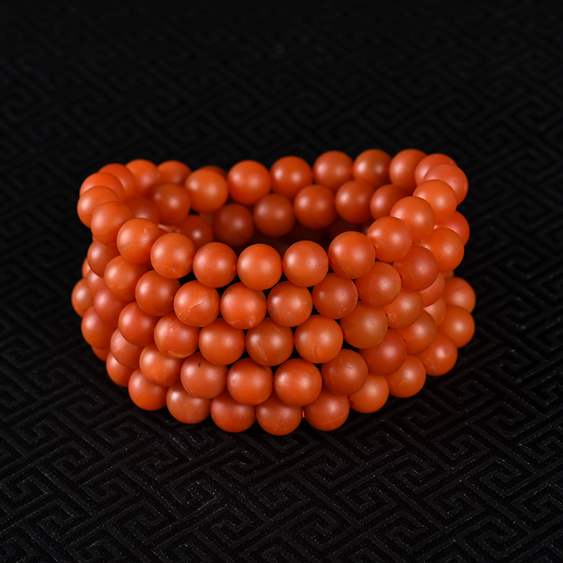 天然柿子红南红108佛珠-红掌柜