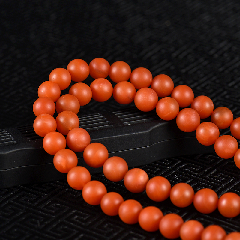 柿子红南红108佛珠-红掌柜