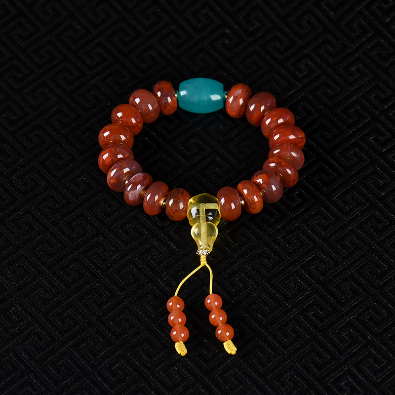 天然火焰纹南红单圈手串-红掌柜