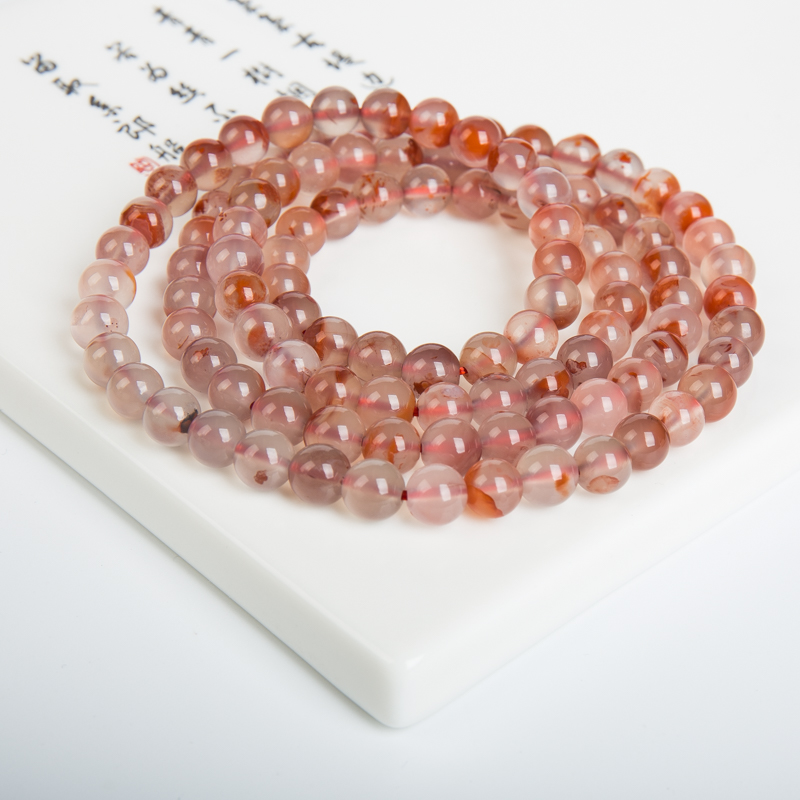 6.9mm天然冰飘料南红108佛珠-红掌柜