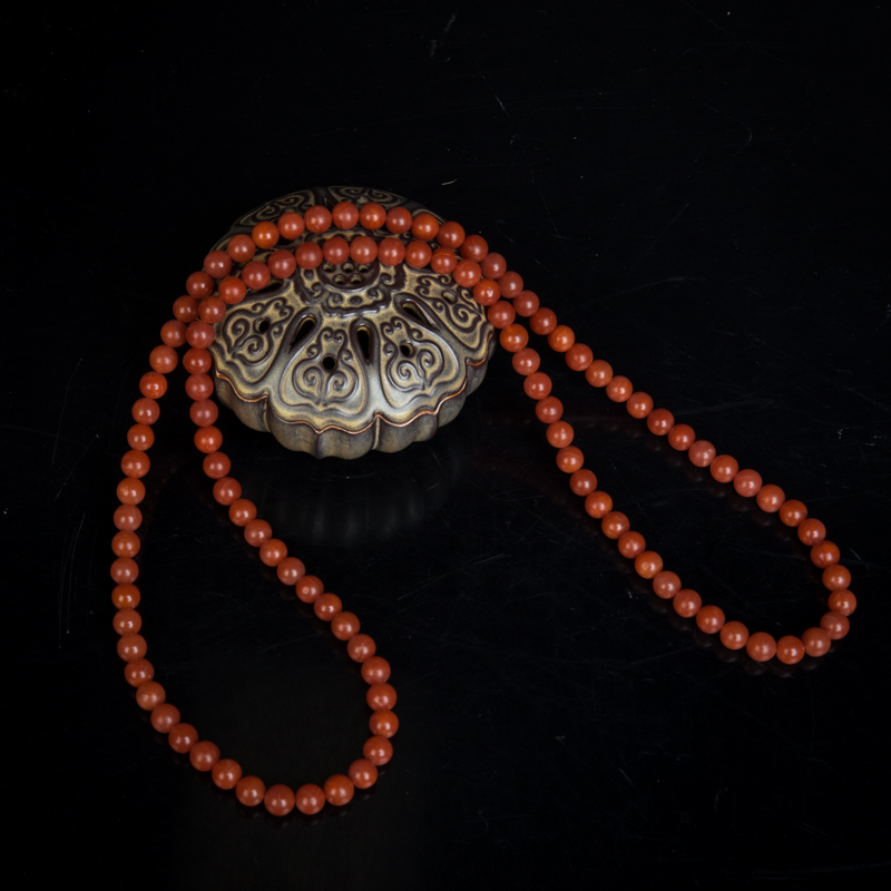 8.9mm玫瑰红南红佛珠-红掌柜
