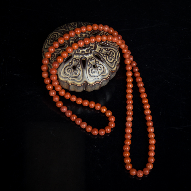 天然玫瑰红南红108佛珠-红掌柜