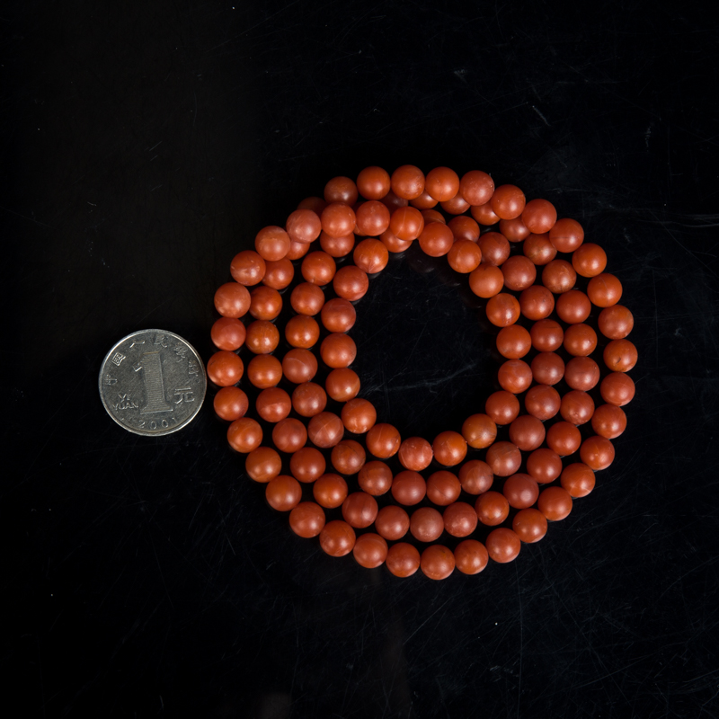 8.0mm玫瑰红南红108佛珠-红掌柜