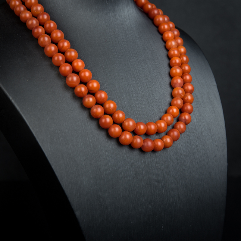 7.9mm保山柿子红南红108佛珠-红掌柜