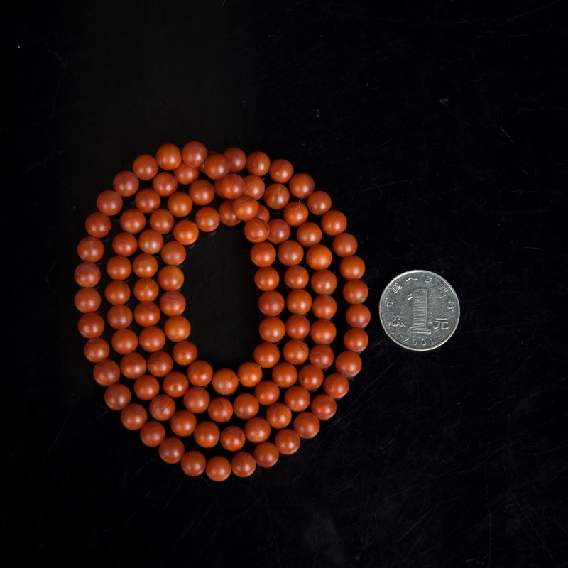 7.9mm柿子红南红108佛珠-红掌柜