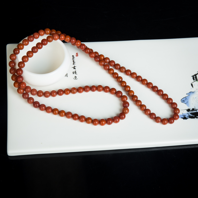 8.0mm玫瑰红南红佛珠-红掌柜