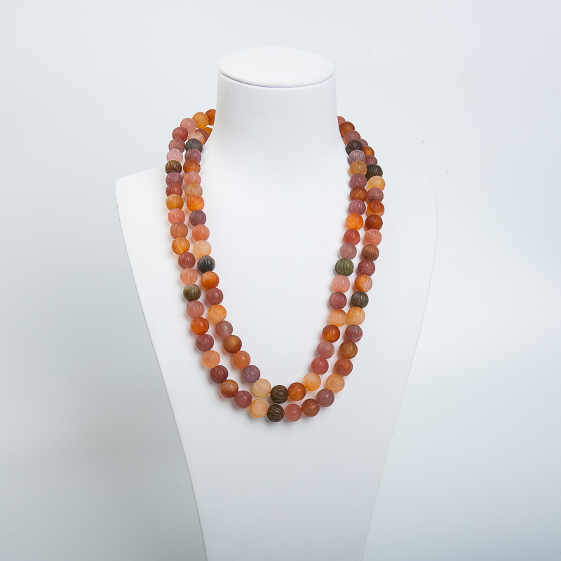 9mm七彩盐源玛瑙108莲花珠-红掌柜