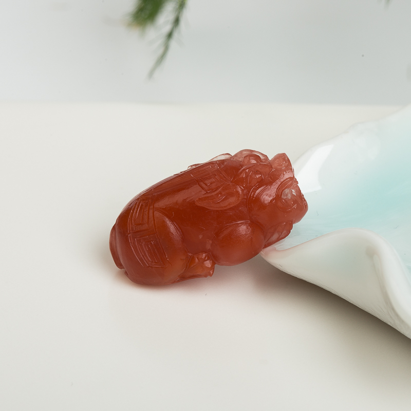 天然四川樱桃红南红吊坠-红掌柜