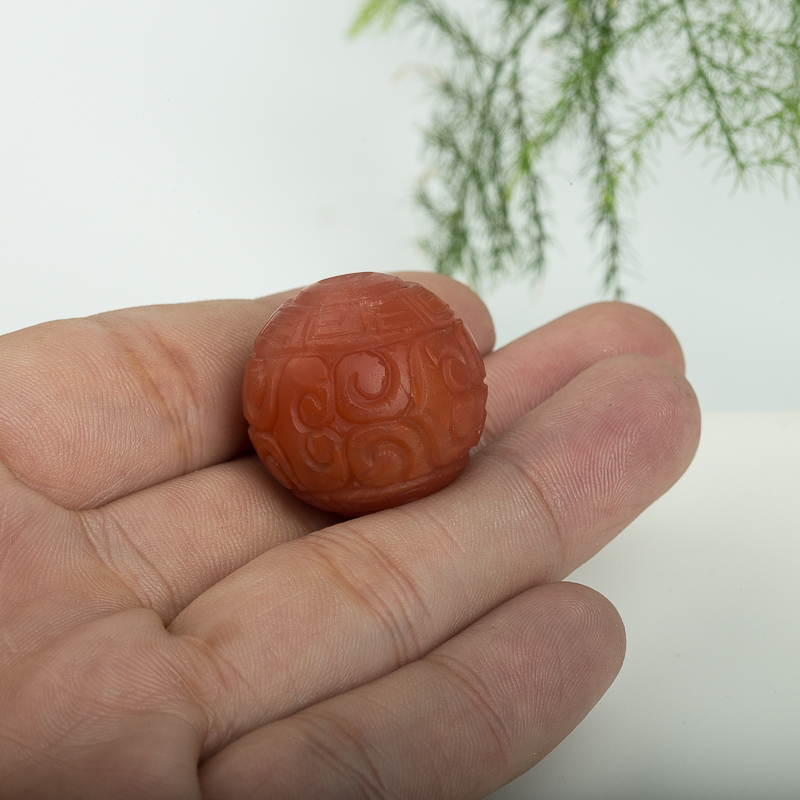 樱桃红南红回纹珠吊坠-红掌柜