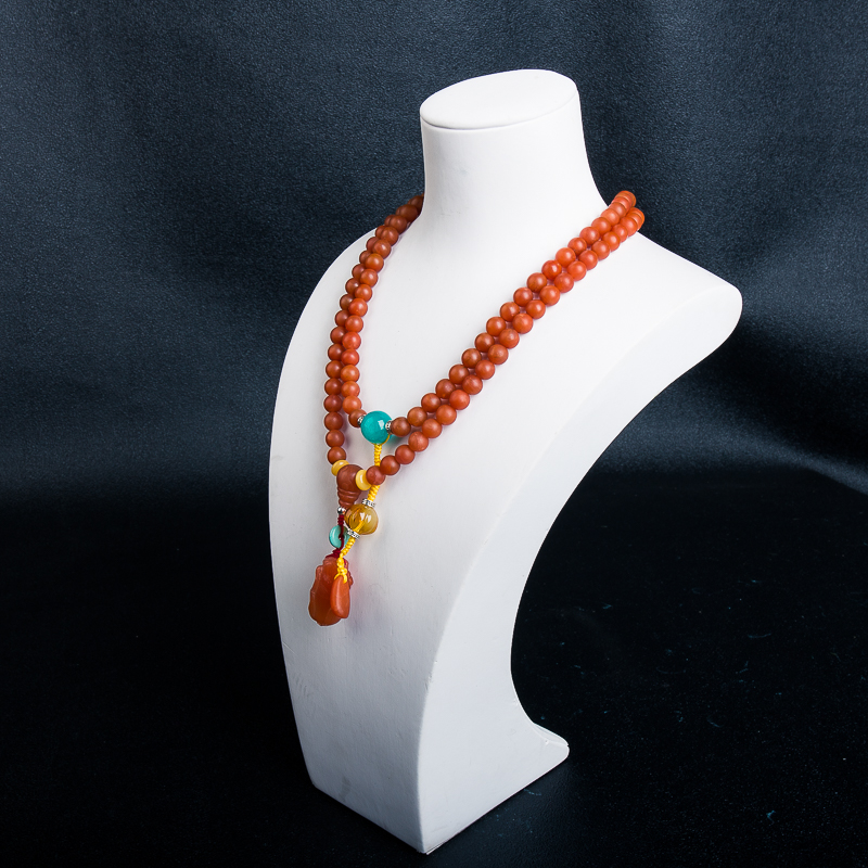 柿子红南红108项链-红掌柜