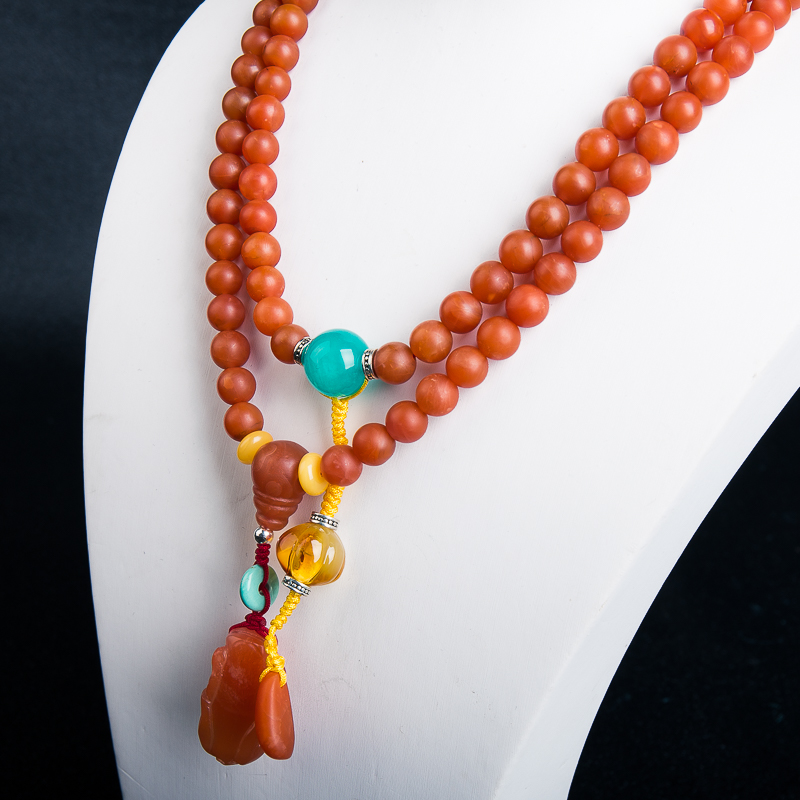 天然保山柿子红南红项链-红掌柜