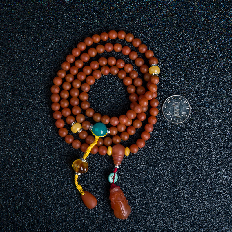 天然保山柿子红南红108项链-红掌柜