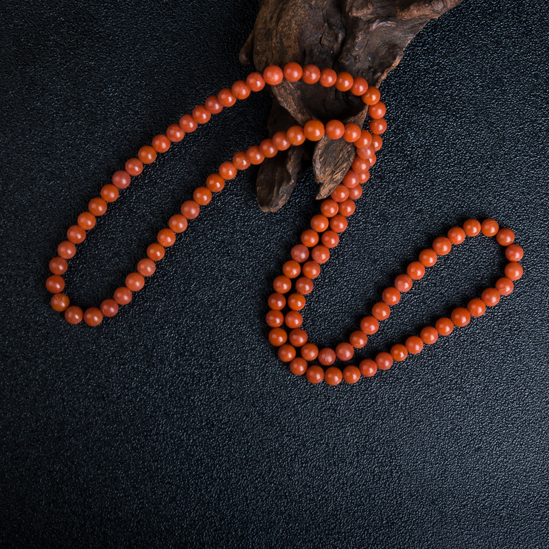 保山天然南红108佛珠-红掌柜