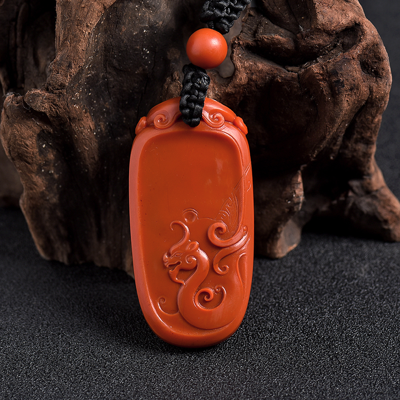 南红龙凤牌吊坠 - 红掌柜