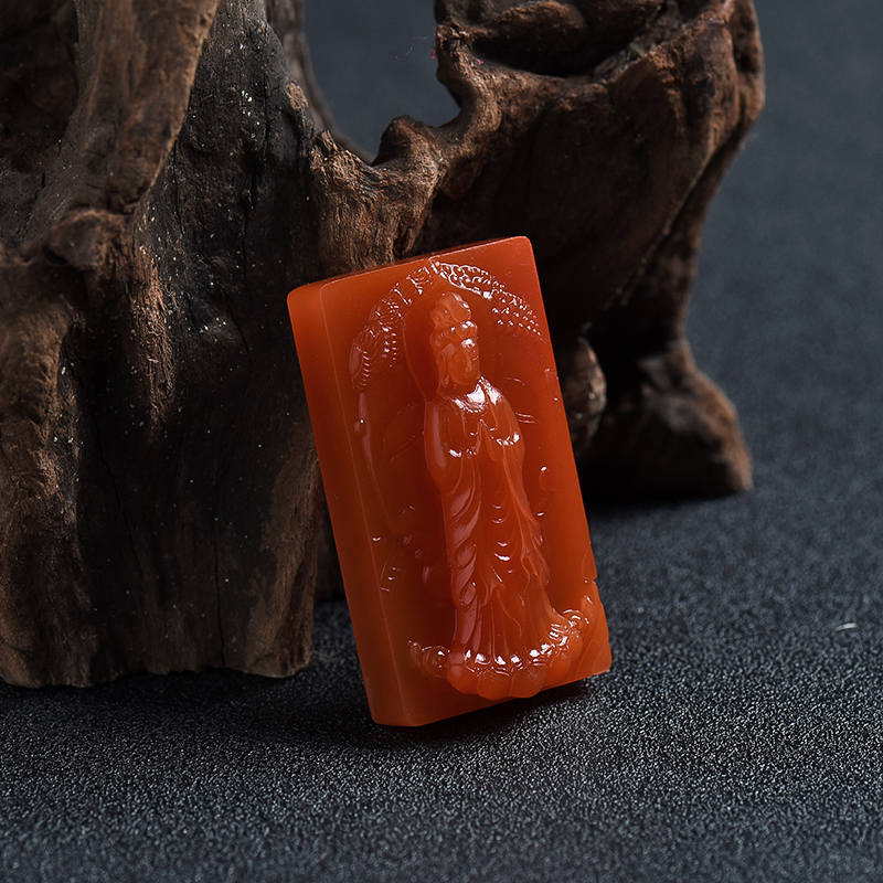 天然樱桃红南红观音吊坠 - 红掌柜