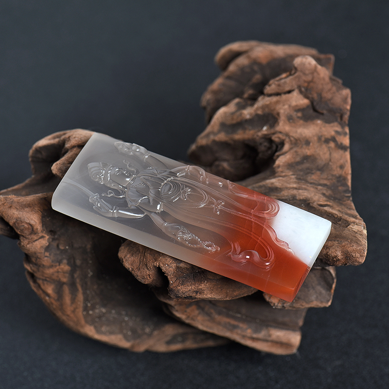 保山红白料南红观音吊坠 - 红掌柜