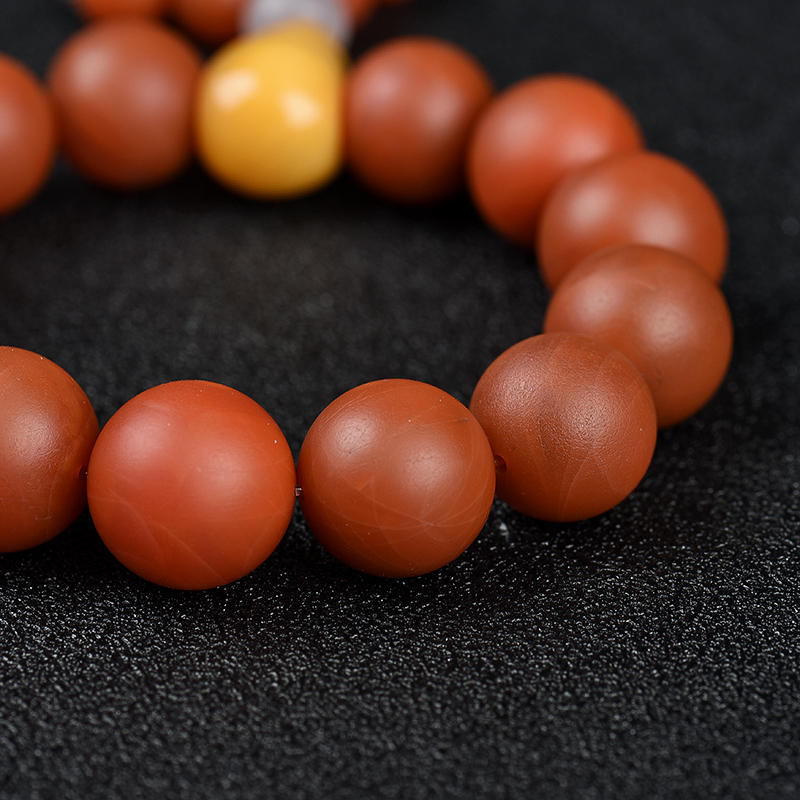 天然保山柿子红南红手串-红掌柜