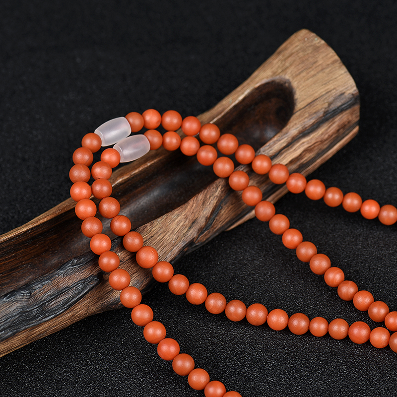 天然保山柿子红南红珠串-红掌柜